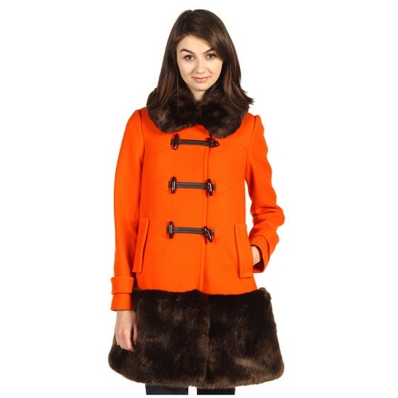 NWOT Kate Spade Allie Faux Fur Trimmed Duffel Coat - Picture 7 of 14